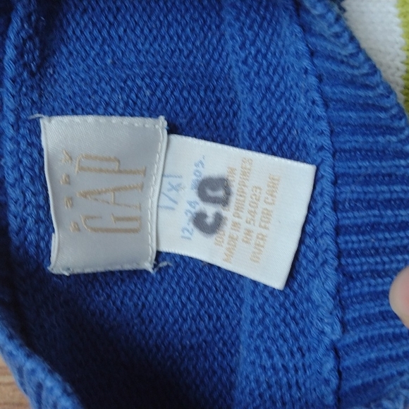 BOGO Striped Baby Gap 100% Cotton Knit Sweater Size 12-24M - Picture 2 of 4